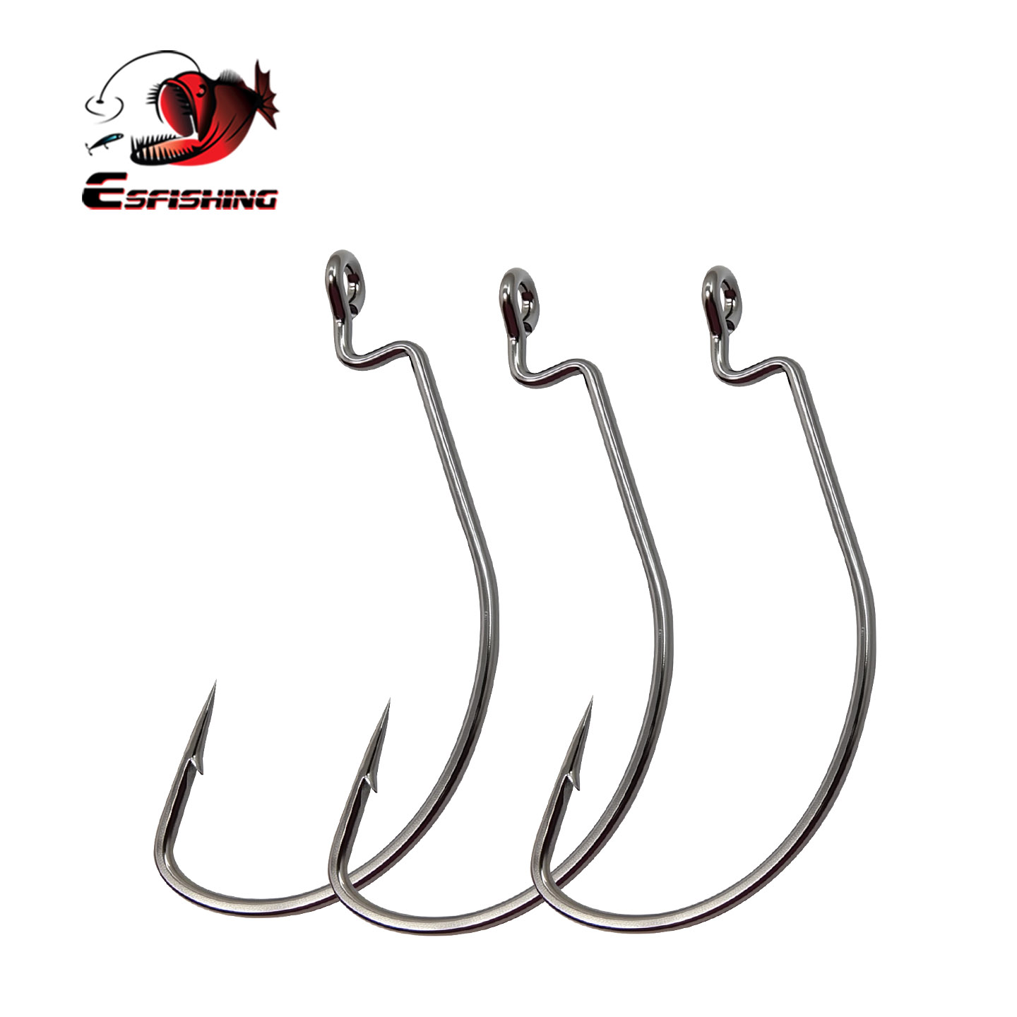 Fishing Hook Offset - ESFISHING Offset-Haken aus Kohlenstoffstahl, Angelhaken mit