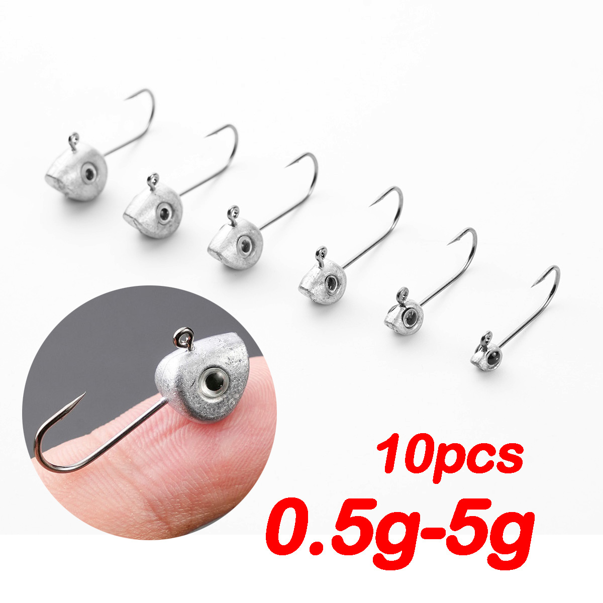 Fishing Hook Offset - 10 stücke Mini Jig Kopf Haken
