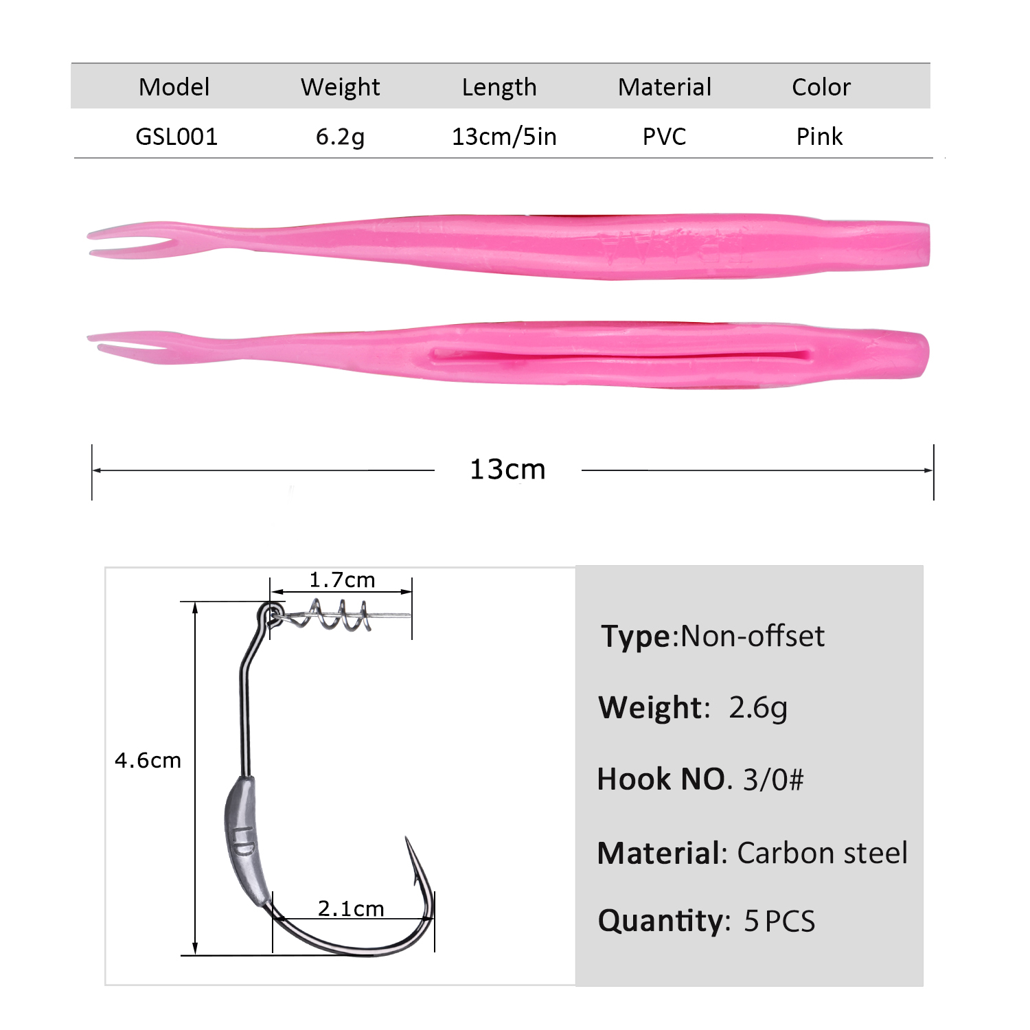 Fishing Hook Weedless - Goture 5 Stück Unkrautfreier Geteilter Schwanz
