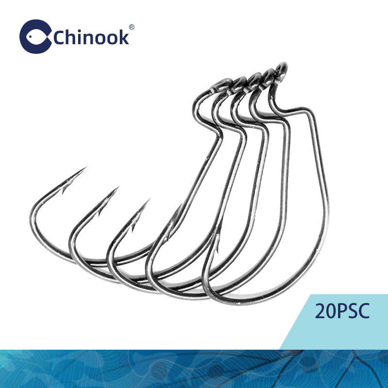 Fishing Hook Barbless - Chinook 20 Stück breiter texanischer Wurmhaken