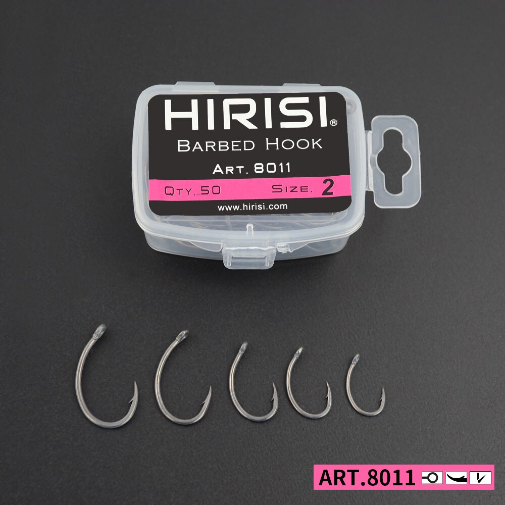 Fishing Hook Barbless - Hirisi Karpfen-Angelhaken, 50 Stück, PTFE-Beschichtung, Widerhaken