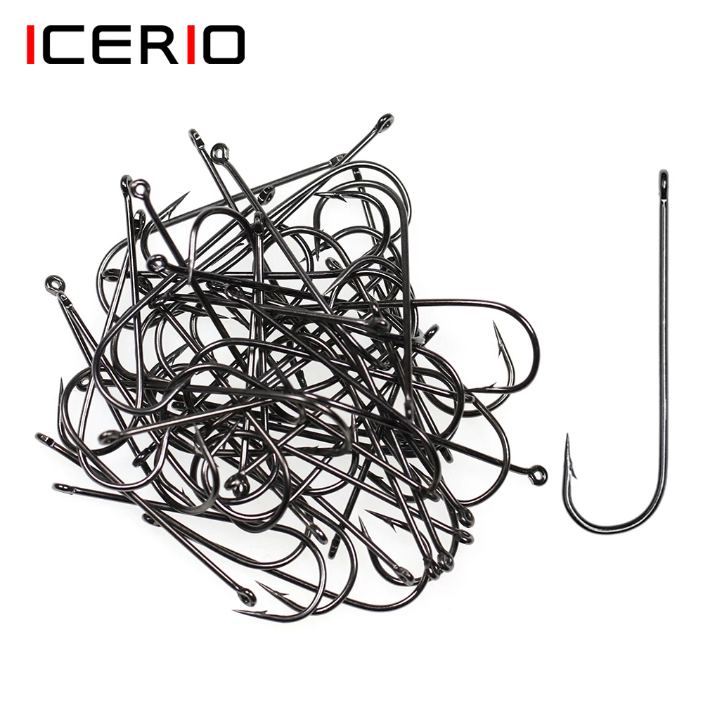 Fishing Hook Barbless - ICERIO 100 Stück 16 # -