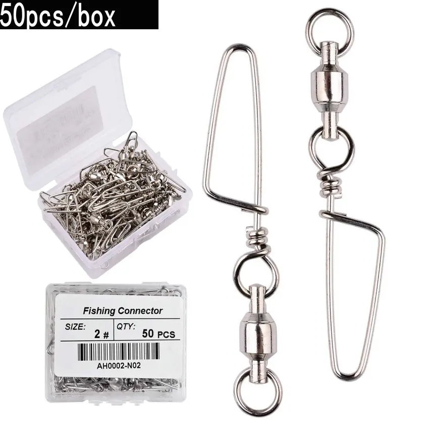 Fishing Hook Box - 50 Stück Angel-Kugellager-Wirbel mit Coastlock Snap