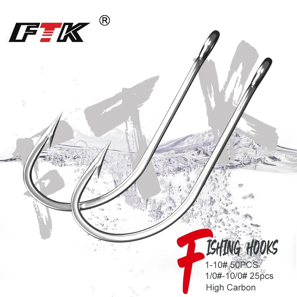 Fishing Hook Offset - FTK Angelhaken 1-10 # 50 Stück