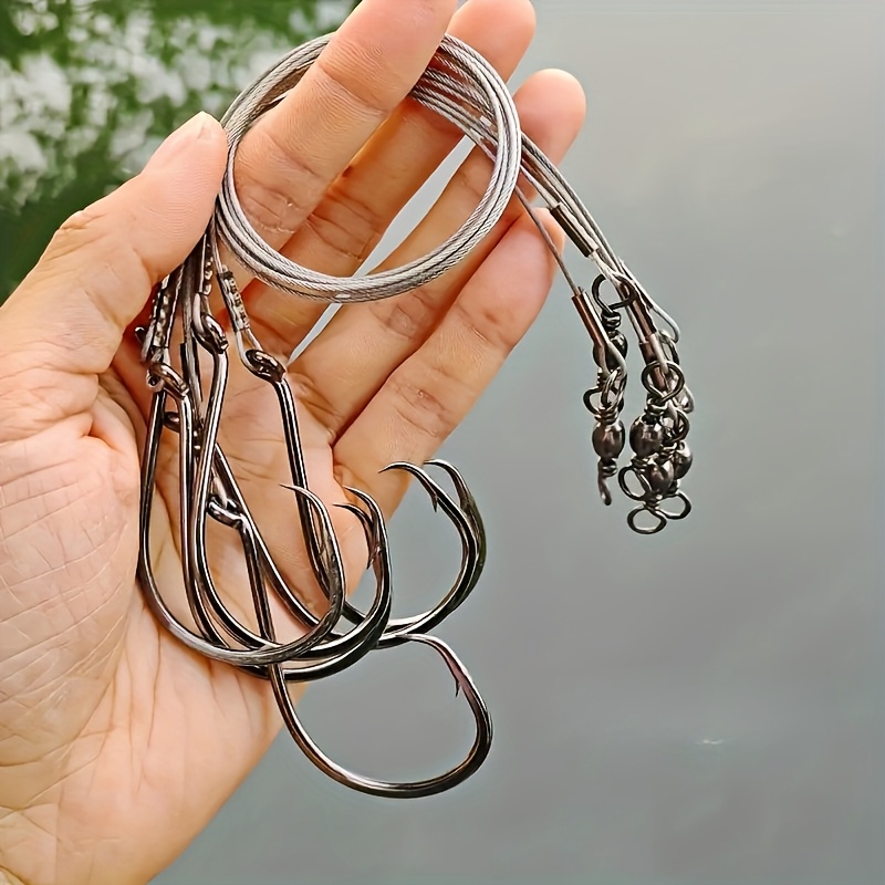 Fishing Hook Circle - 25 Stück Hochleistungs-Kreishaken-Rigs mit Stahlvorfach für