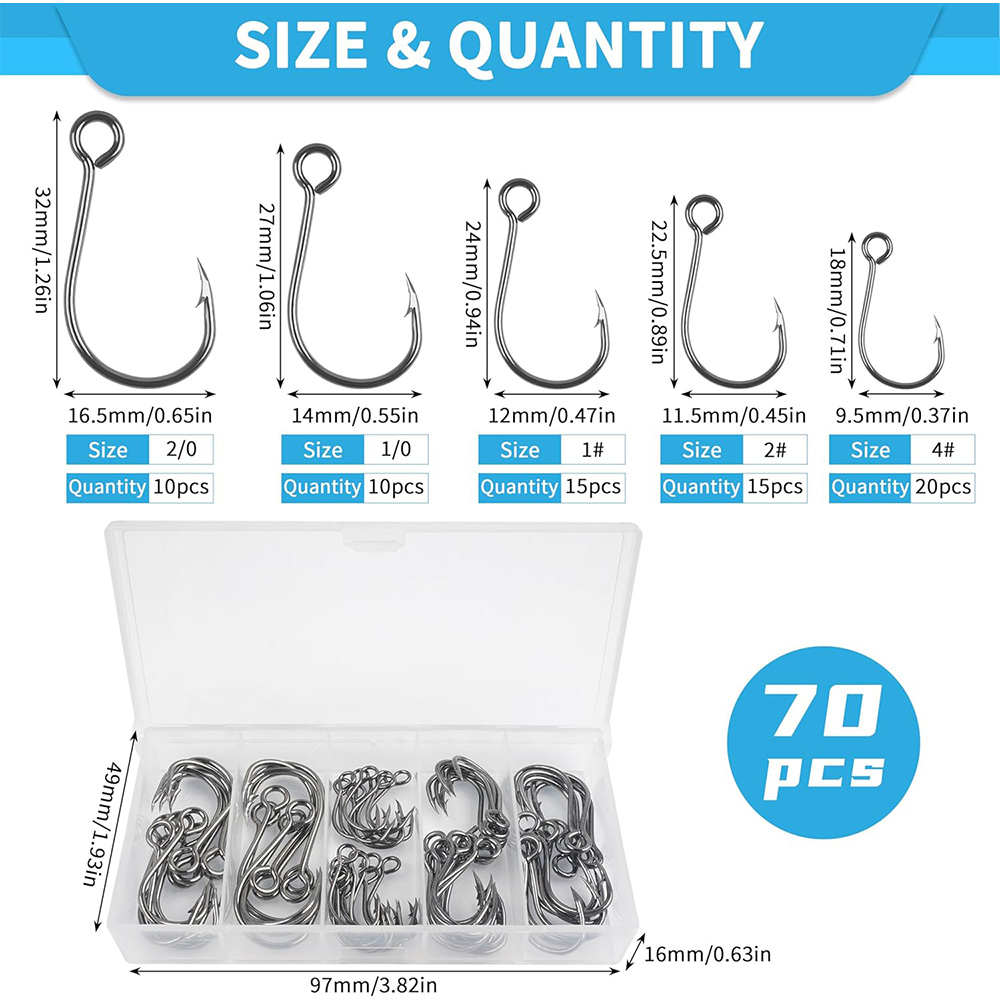 70 Stück Angel-Inline-Einzelha – Fishing Hook Circle Bewertung und Preis