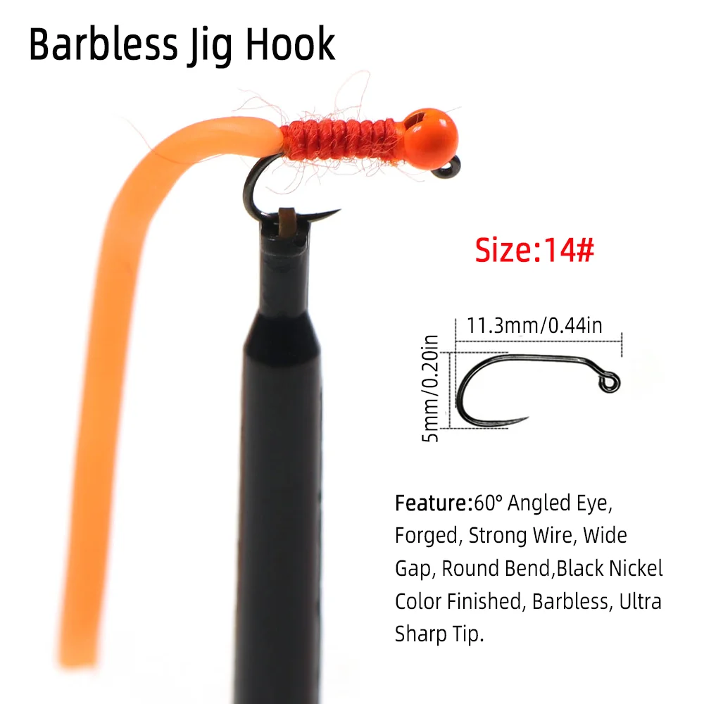 4 Stück # 14 Wolfram-Kugelkopf – Fishing Hook Barbless Bewertung und Preis