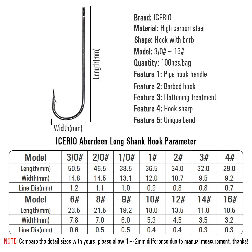 ICERIO 100 Stück 16 #   - 3/0  – Fishing Hook Barbless Bewertung und Preis