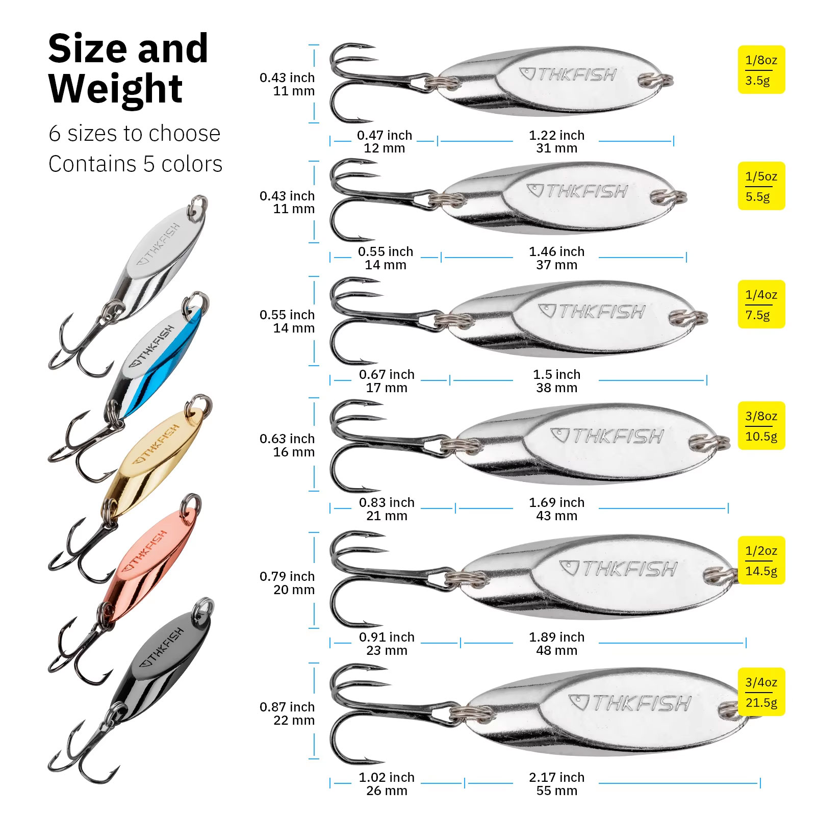 5 stücke Metall Spinner Löffel – Fishing Hook Treble Bewertung und Preis